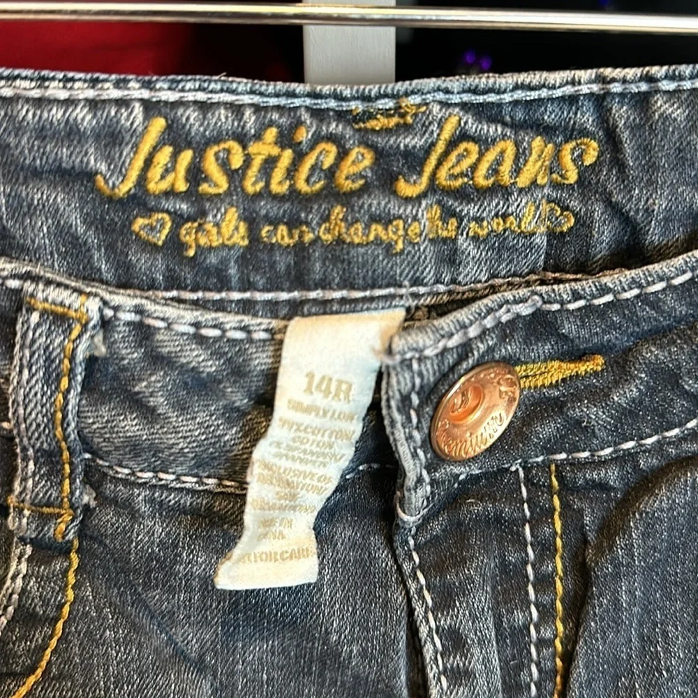 Justice blue slightly flared jeans girls size 14